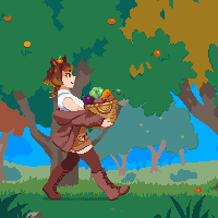 Commission of capybara girl walking through farmland